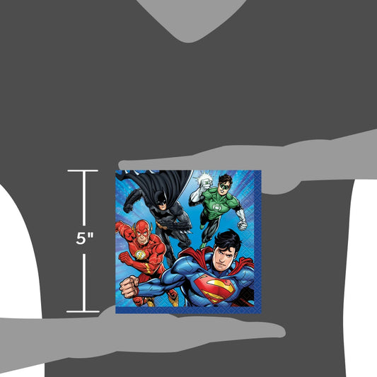 Justice League Beverage Napkins, 16 In A Pack