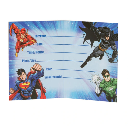 Justice League Invitations, 8 In A Pack