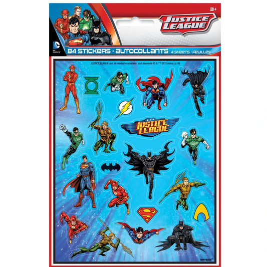 Justice League Sticker Sheets, 4 In A Pack