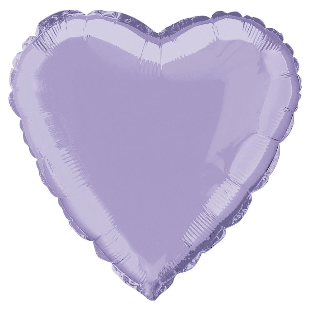 Lavender Solid Heart Foil Balloon 18", Bulk