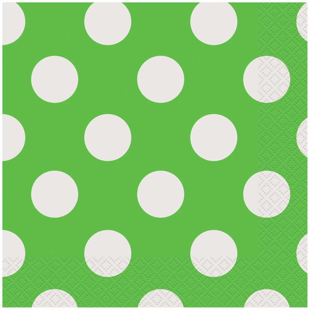Lime Green Dots Beverage Napkins, 16 In A Pack