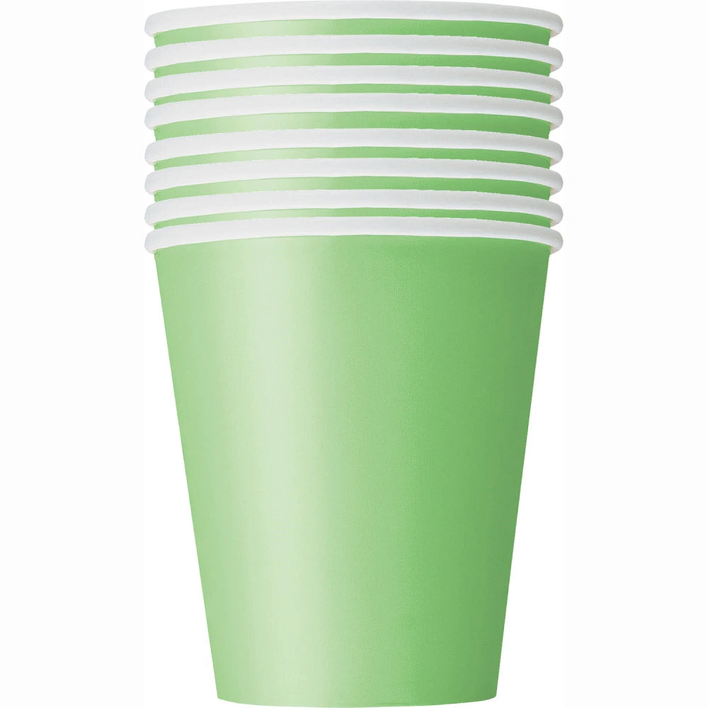 Lime Green Solid 9oz Paper Cups, 8 In A Pack