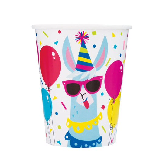Llama Birthday 9oz Paper Cups, 8 In A Pack
