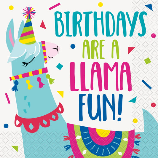 Llama Birthday Luncheon Napkins, 16 In A Pack