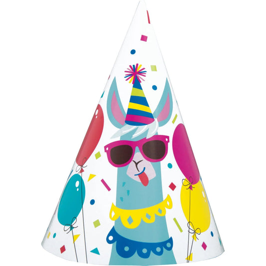 Llama Birthday Party Hats, 8 In A Pack