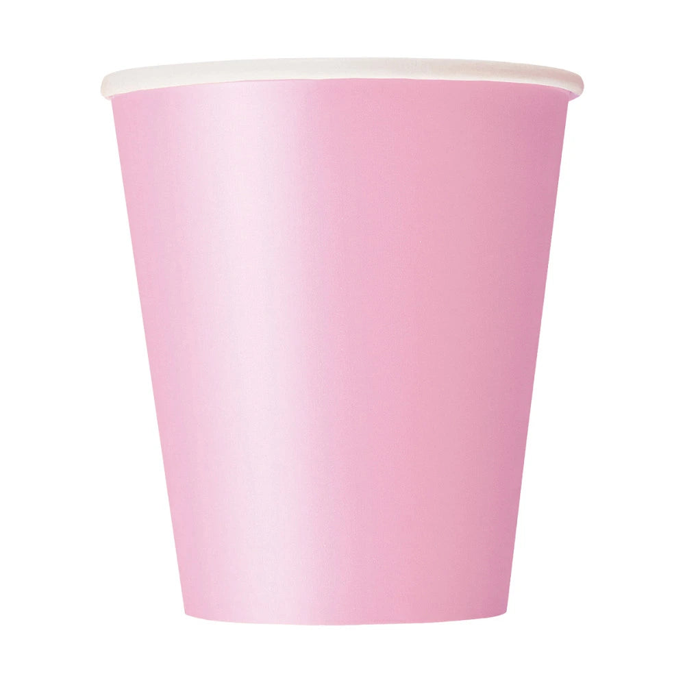 Lovely Pink Solid 9oz Paper Cups, 8 In A Pack