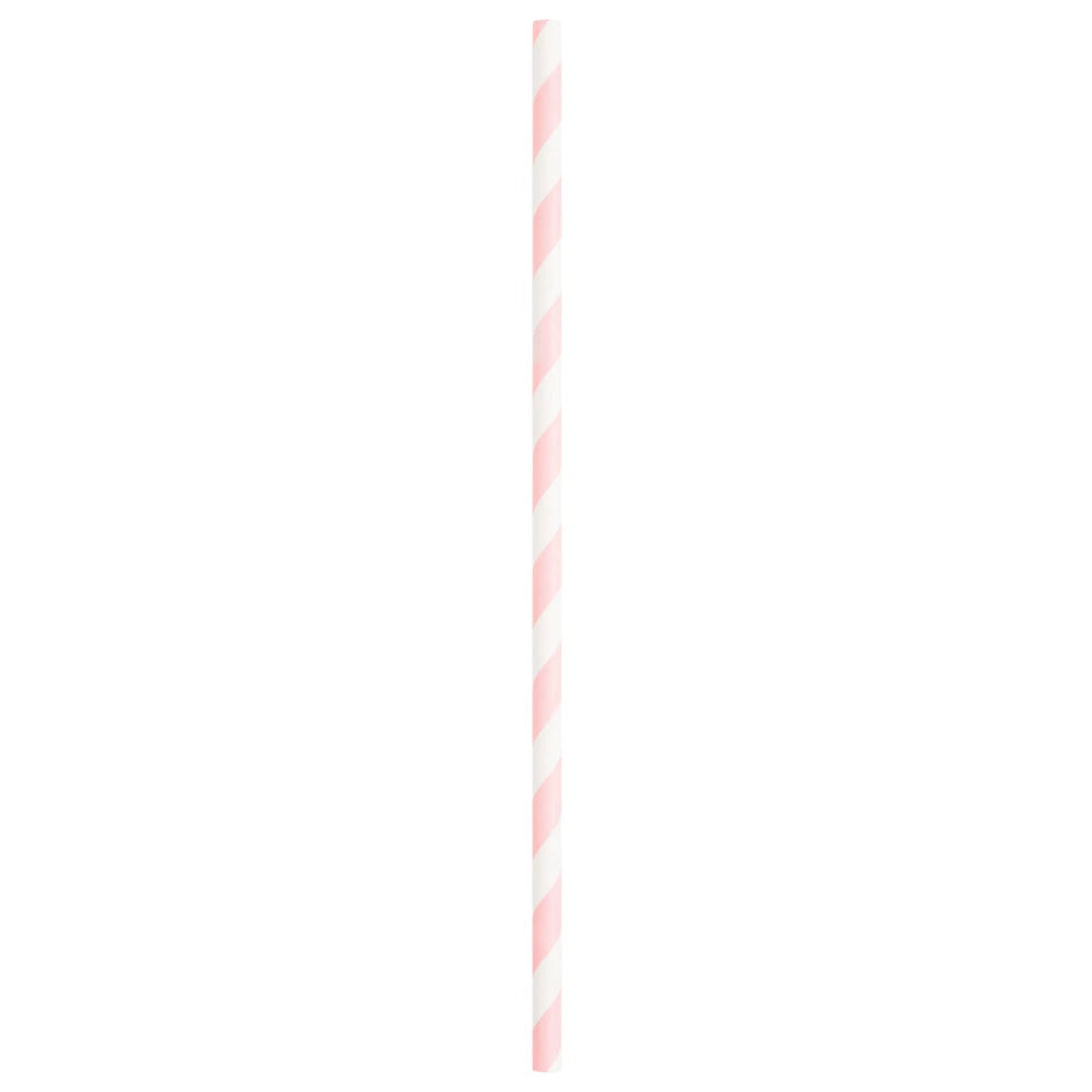 Lovely Pink Striped Paper Straws, 10 In A Pack