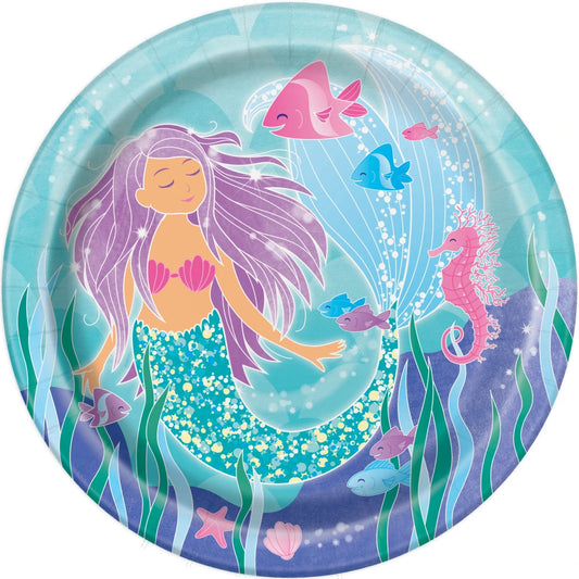 Mermaid Round 9" Dinner Plates, 8 In A Pack