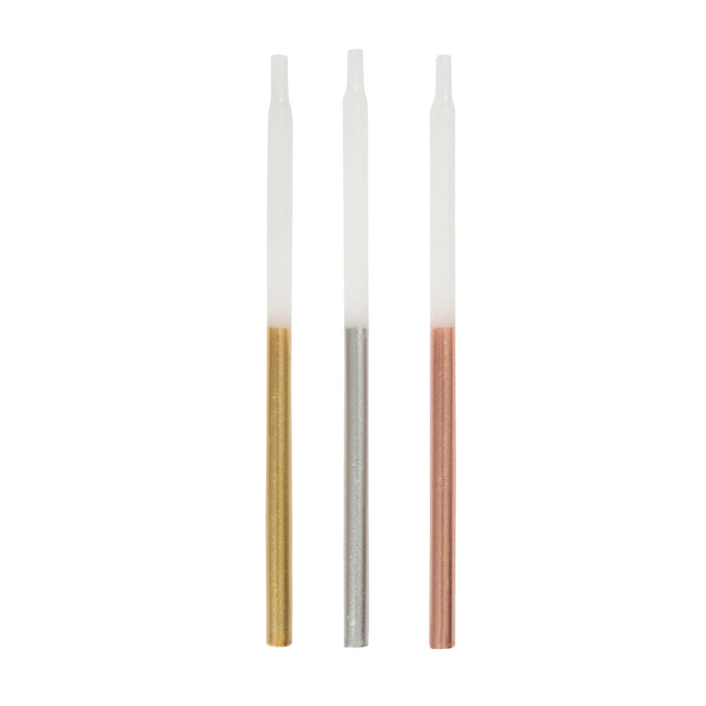 Metallic Dipped Birthday Candles 5" - Assorted, 12 In A Pack