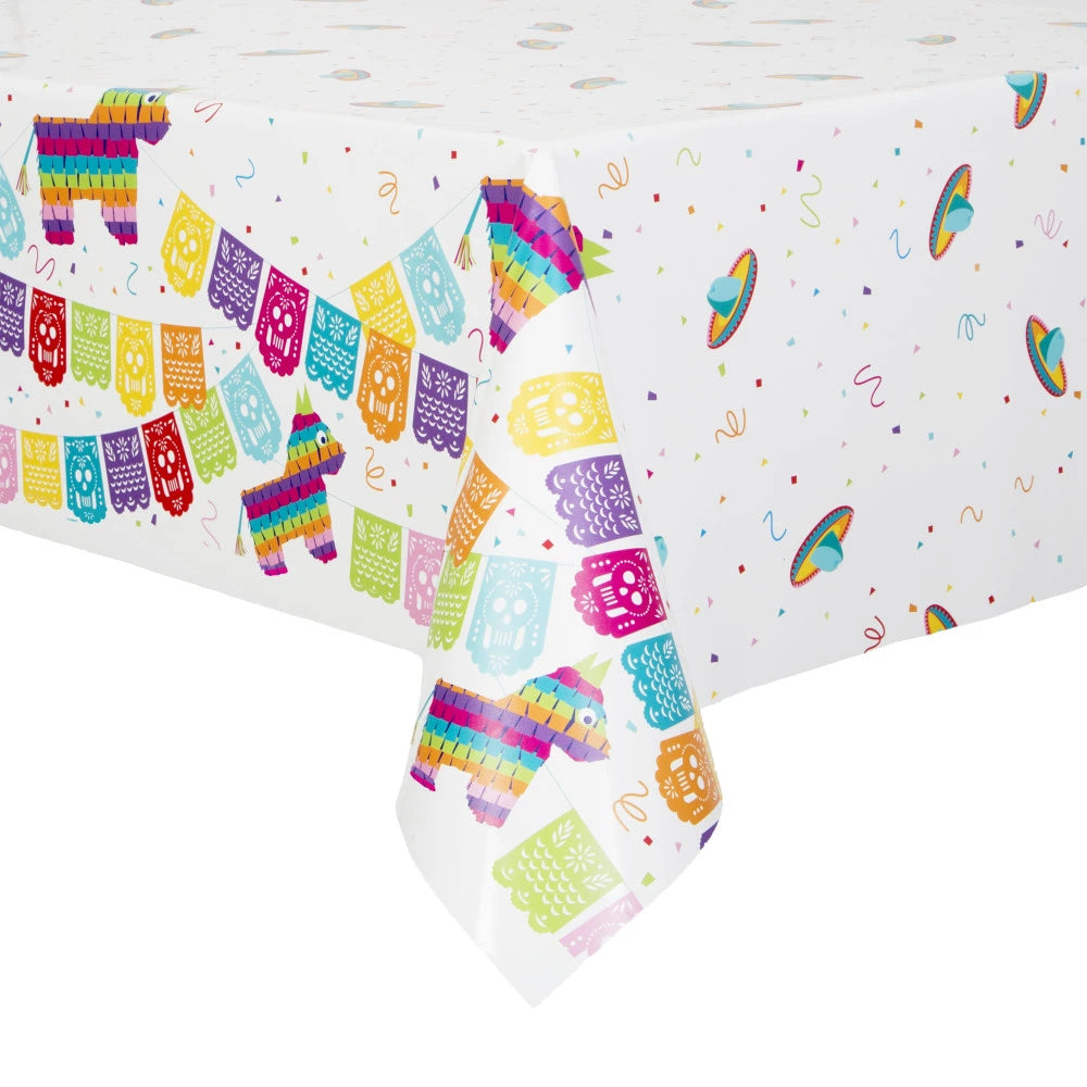 Mexican Fiesta Re In A Packangular Plastic Table Cover, 54"x84"