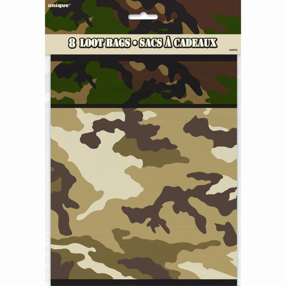 Military Camo Loot Bags, 8 In A Pack