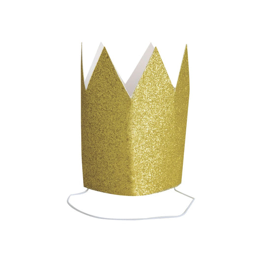 Mini Gold Glitter Paper Crowns, 4 In A Pack