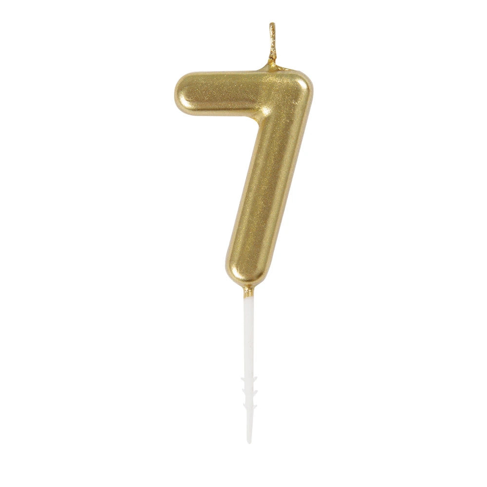 Mini Metallic Gold Number 7 Pick Birthday Candle