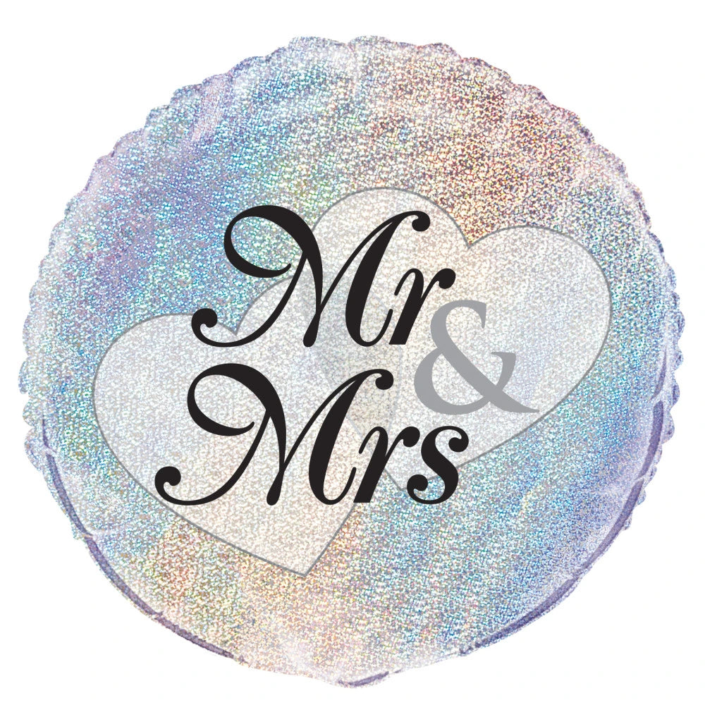 Mr. & Mrs. Prism Round Foil Balloon 18", Packaged