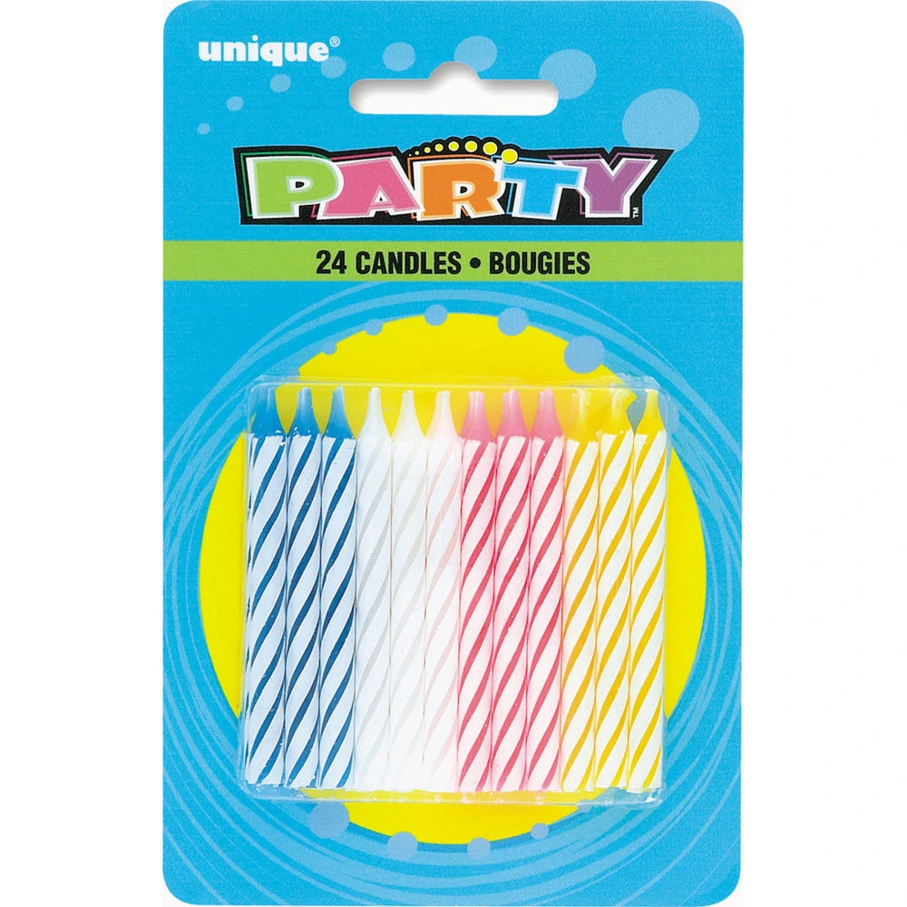 Multicolor Spiral Birthday Candles, 24 In A Pack