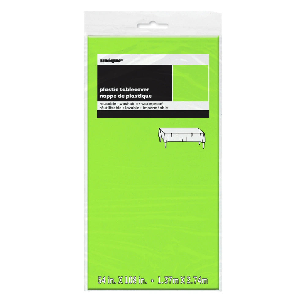 Neon Green Solid Re In A Packangular Plastic Table Cover, 54"x108"