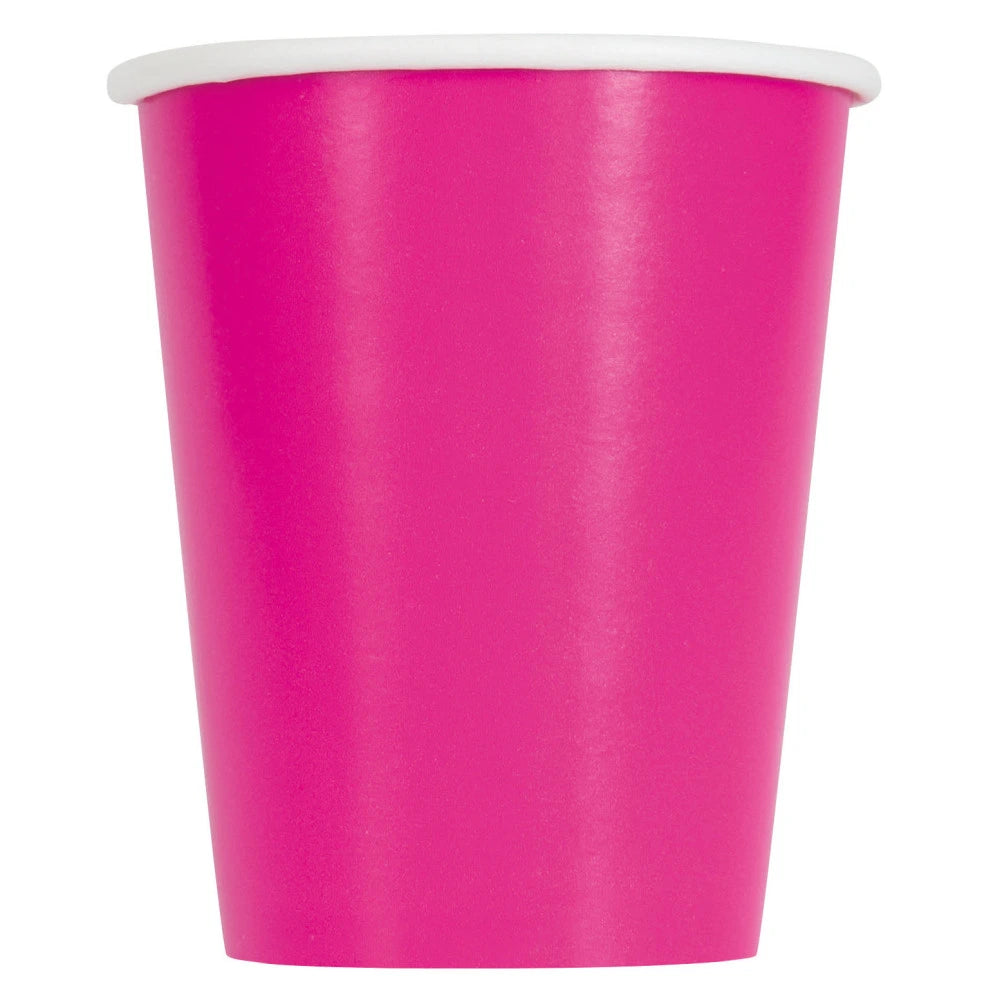 Neon Pink Solid 9oz Paper Cups, 14 In A Pack