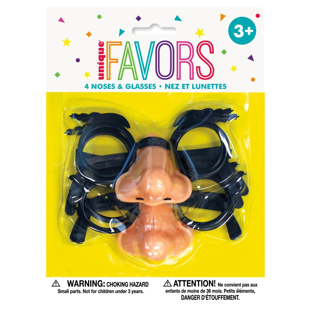 Noses and Glasses Favors, 4 In A Pack