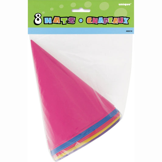 Party Hats - Assorted Colors, 8 In A Pack