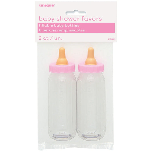 Pink Fillable Baby Bottle Favor 5", 2 In A Pack