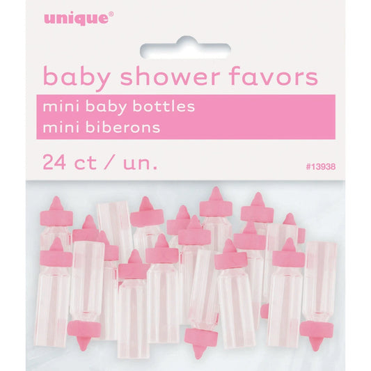 Pink Mini Baby Bottles Favors, 24 In A Pack