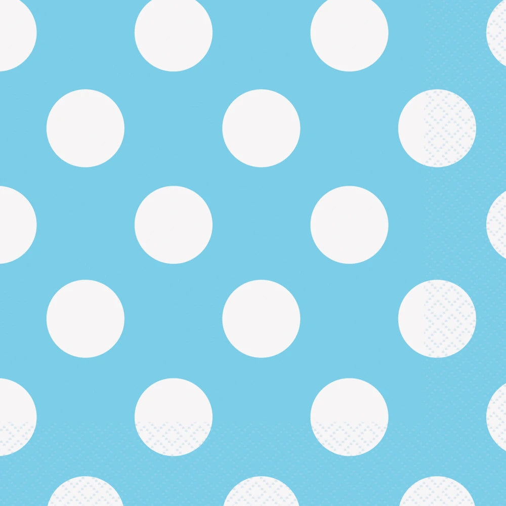 Powder Blue Dots Luncheon Napkins, 16 In A Pack