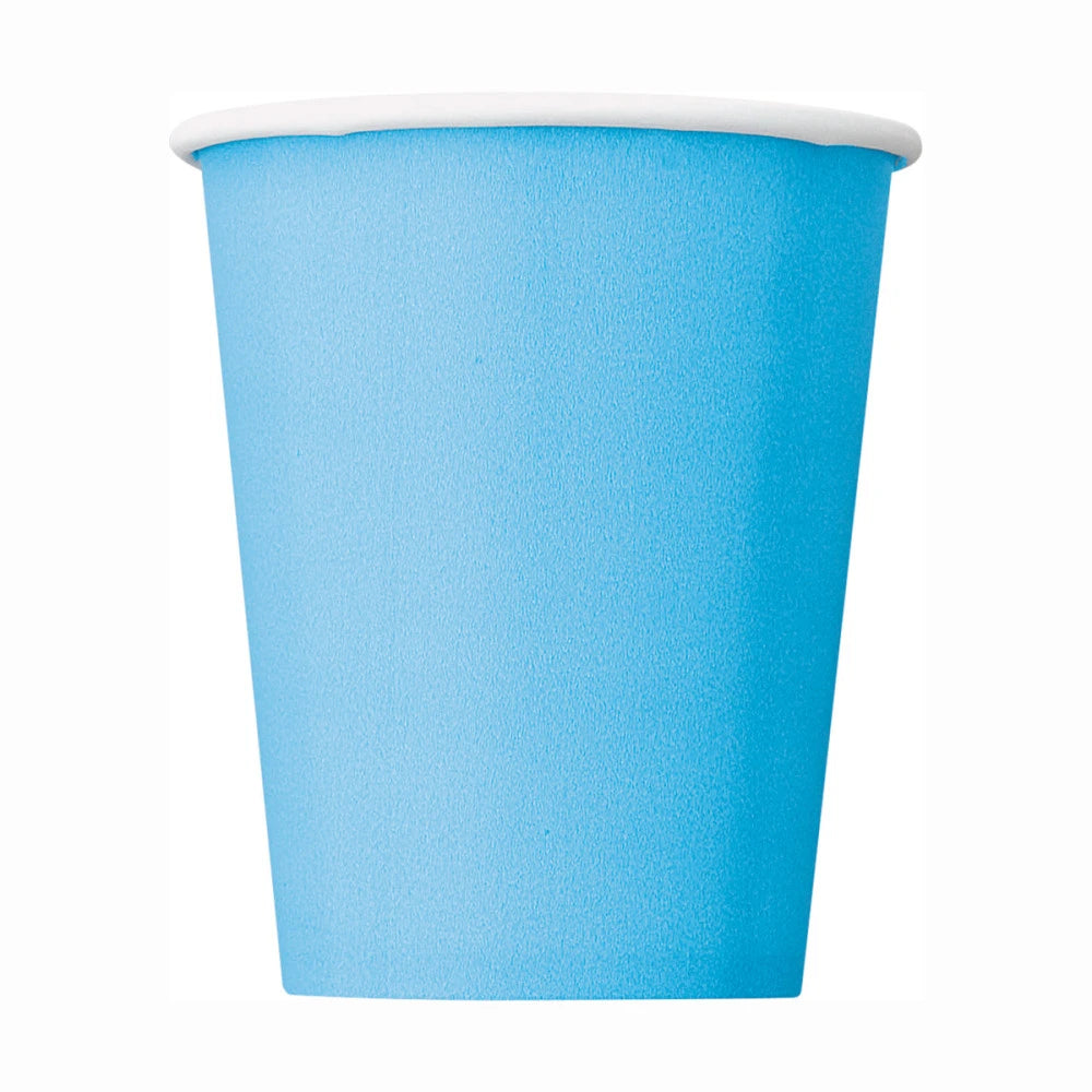 Powder Blue Solid 9oz Paper Cups, 8 In A Pack