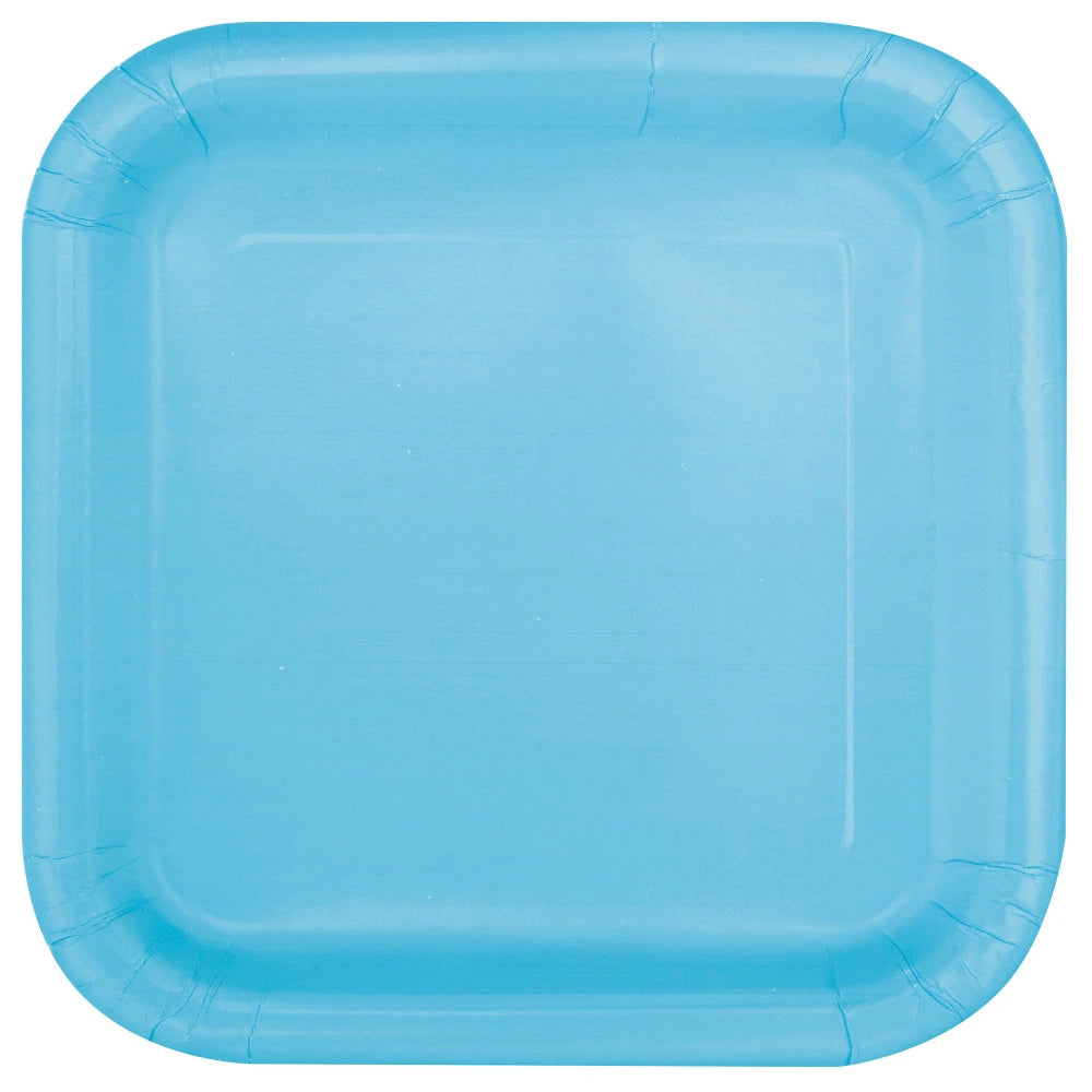 Powder Blue Solid Square 9" Dinner Plates, 14 In A Pack