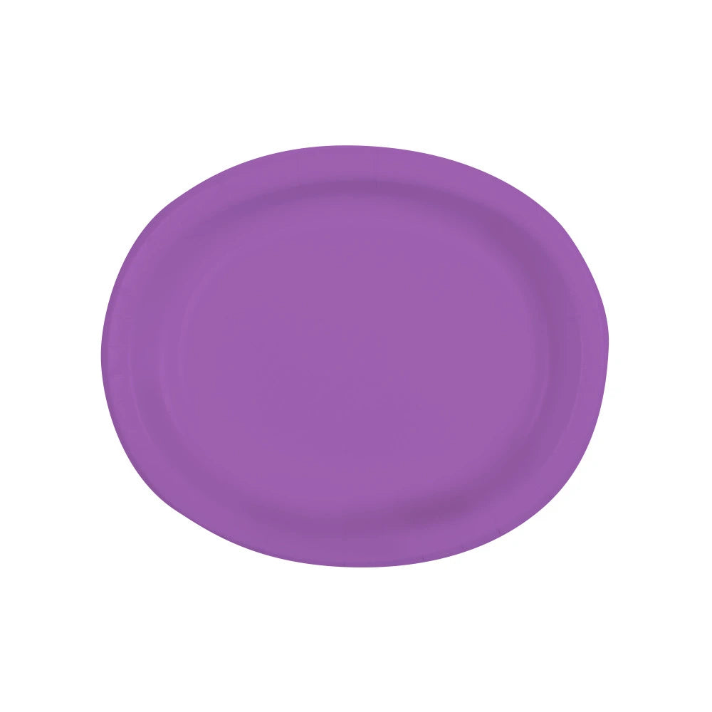 Pretty Purple Solid Oval Plates, 8 In A Pack