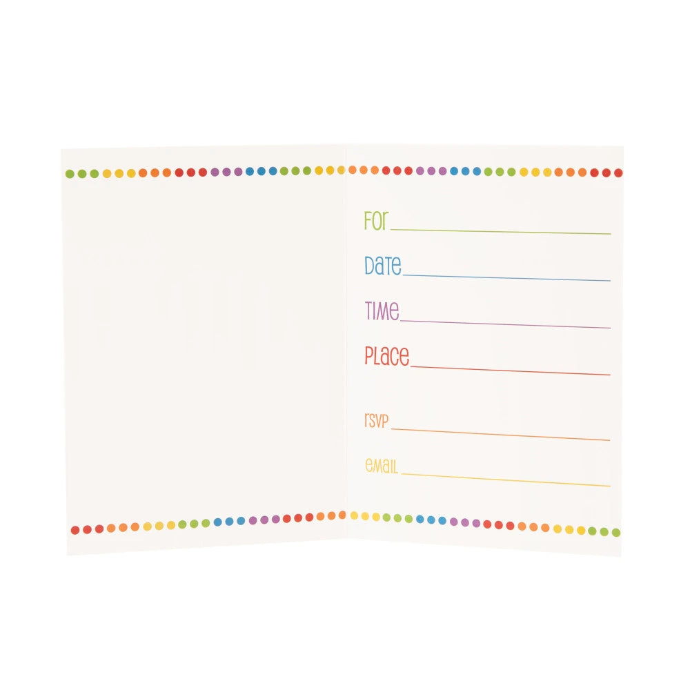 Rainbow Birthday Invitations, 8 In A Pack