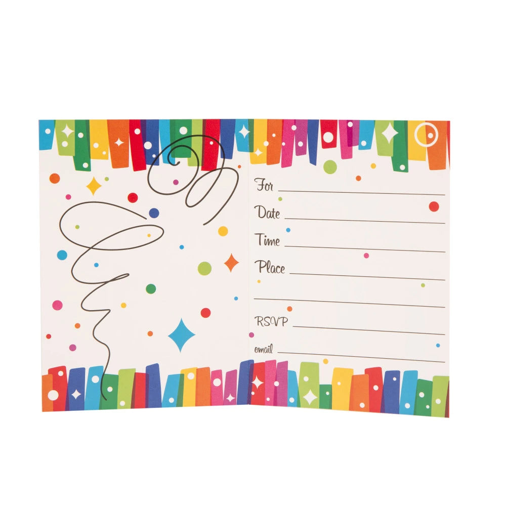 Rainbow Ribbons Birthday Invitations, 8 In A Pack
