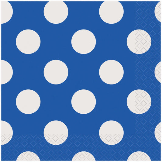 Royal Blue Dots Luncheon Napkins, 16 In A Pack