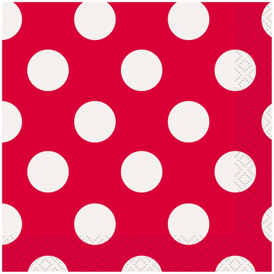Ruby Red Dots Beverage Napkins, 16 In A Pack