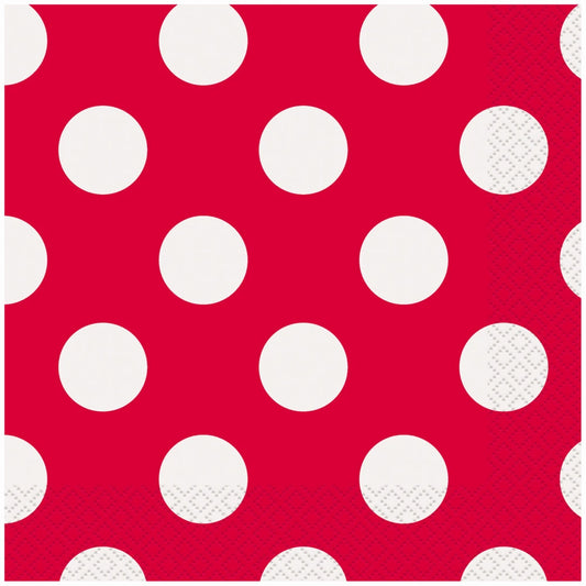 Ruby Red Dots Luncheon Napkins, 16 In A Pack