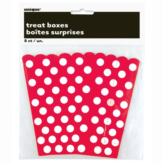 Ruby Red Dots Treat Boxes, 8 In A Pack
