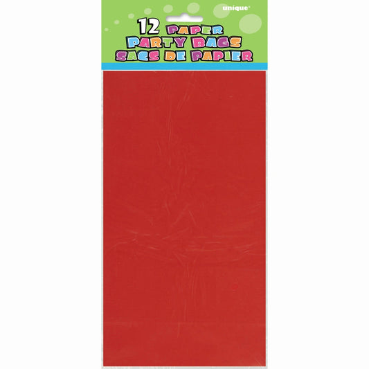Ruby Red Paper Party Bags, 12 In A Pack