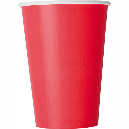 Ruby Red Solid 12oz Paper Cups, 10 In A Pack