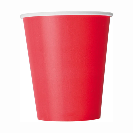 Ruby Red Solid 9oz Paper Cups, 8 In A Pack