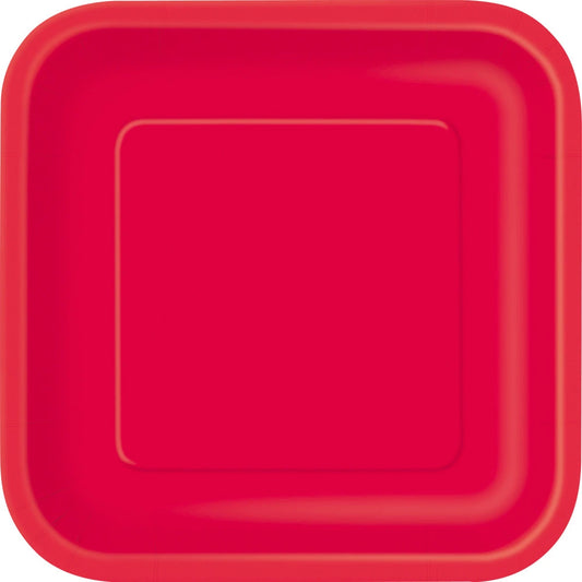 Ruby Red Solid Square 9" Dinner Plates, 14 In A Pack
