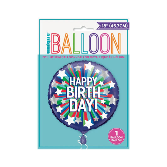 Shooting Star Happy Birthday Round Foil Balloon 18",  Package