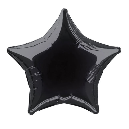 Solid Star Foil Balloon 20", Packaged - Black