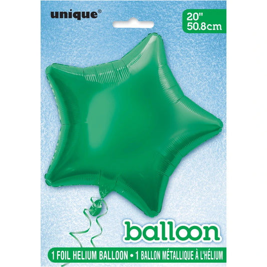 Solid Star Foil Balloon 20", Packaged - Green