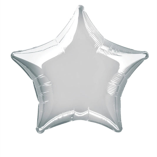 Solid Star Foil Balloon 20", Packaged - Silver