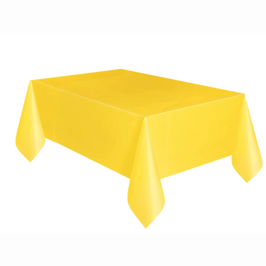 Sunflower Yellow Solid Re In A Packangular Plastic Table Cover, 54"x108"