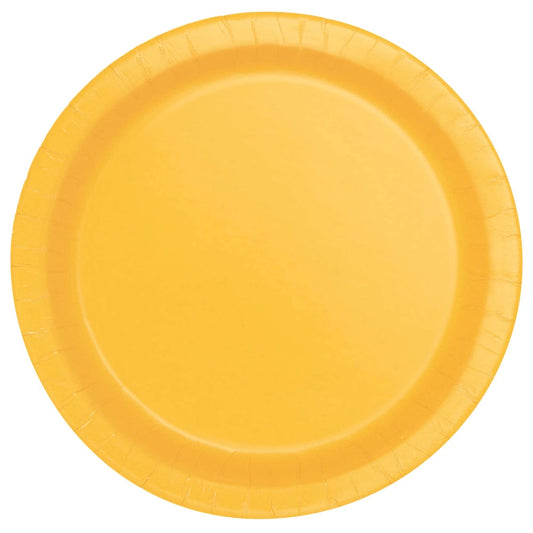 Sunflower Yellow Solid Round 7" Dessert Plates, 20 In A Pack