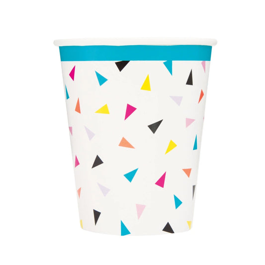 Triangle Confetti Birthday 9oz Paper Cups, 8 In A Pack