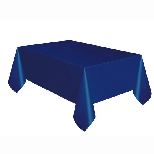 True Navy Blue Solid Re In A Packangular Plastic Table Cover, 54"x108"