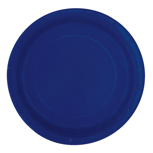 True Navy Blue Solid Round 7" Dessert Plates, 20 In A Pack