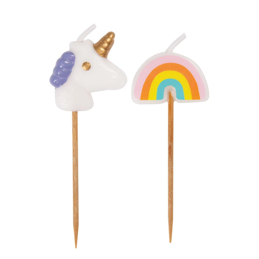Unicorn & Rainbow Pick Birthday Candles - Assorted, 6 In A Pack