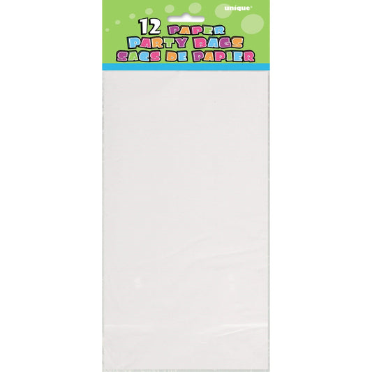 White Paper Party Bags, 12 In A Pack